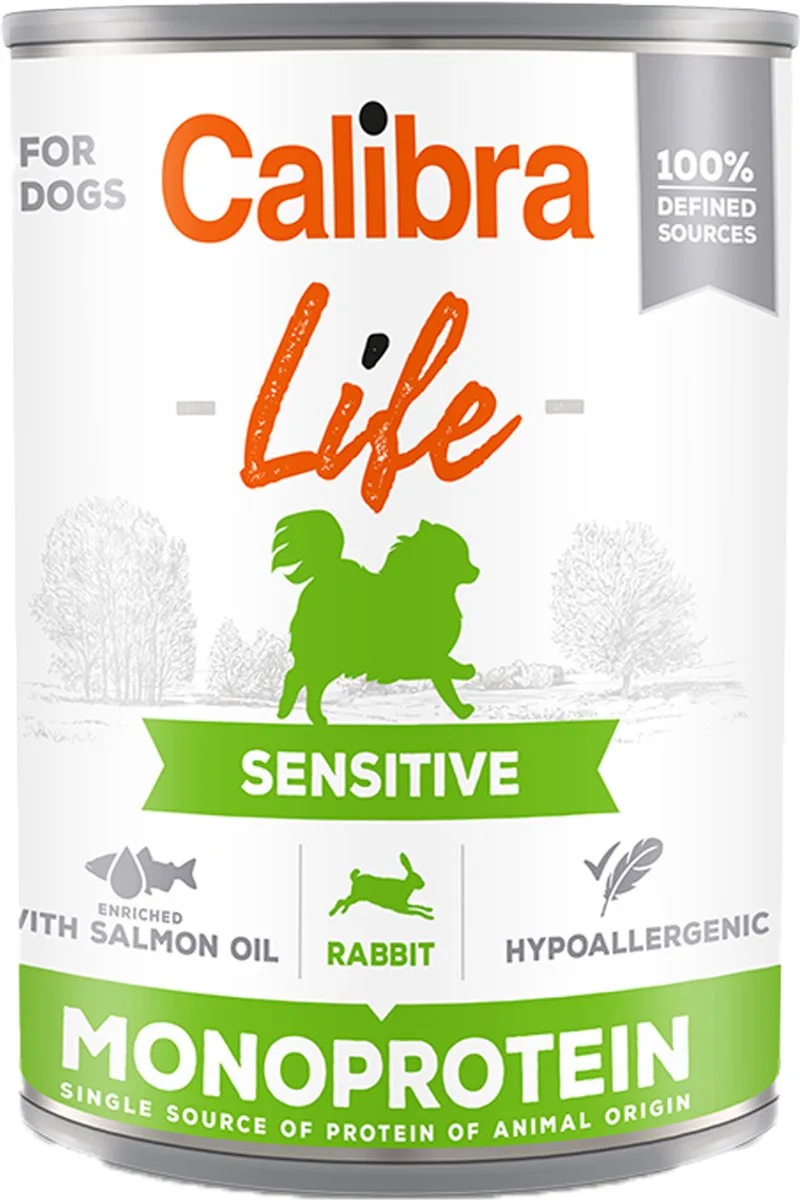 Dog Life Sensitive Natvoer - Konijn - 6 x 400 g by Calibra – product photo
