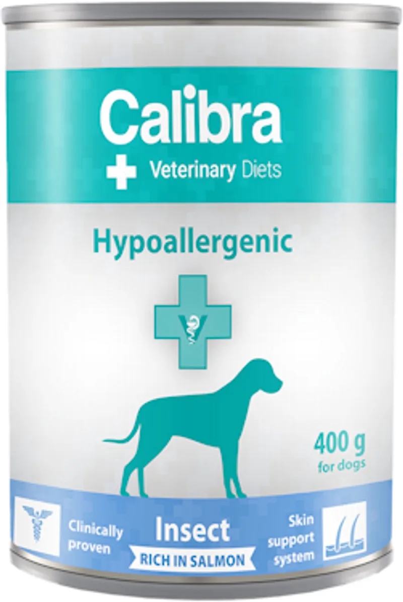 Dog Veterinary Diets - Hypoallergenic Zalm & Insect - Natvoer - 6 x 400 gram de Calibra – photo produit