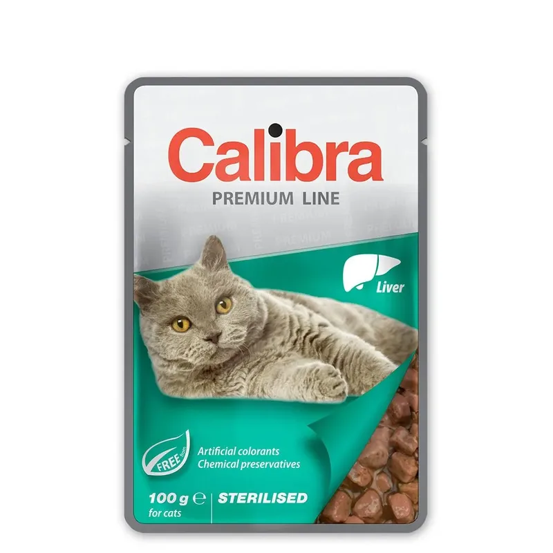 Sterilisierter Beutel Leber Box 24x100g Nassfutter Für Katzen von Calibra – Produktfoto