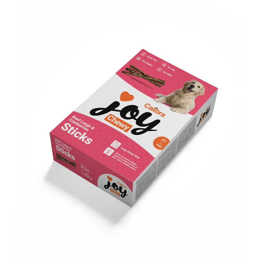 Hondensnack Joy Chewy Bones Runderlong & Cranberry 700 gr by Calibra – product photo