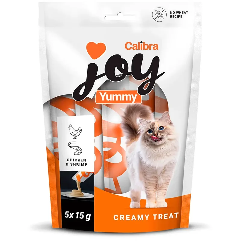 Joy Yummy Kip En Garnalen Treats Kattensnack 15x75g by Calibra – product photo
