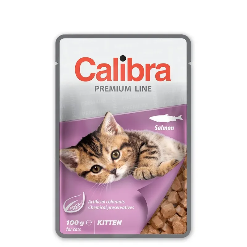 Sachet Pour Chaton Saumon Boîte 24x100g Nourriture Humide Pour Chat de Calibra – photo produit