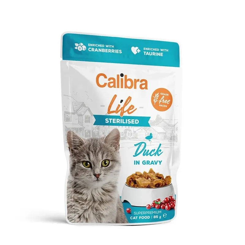 Life Pouch Gesteriliseerde Eend In Saus 28x85g Natvoer Voor Katten de Calibra – photo produit