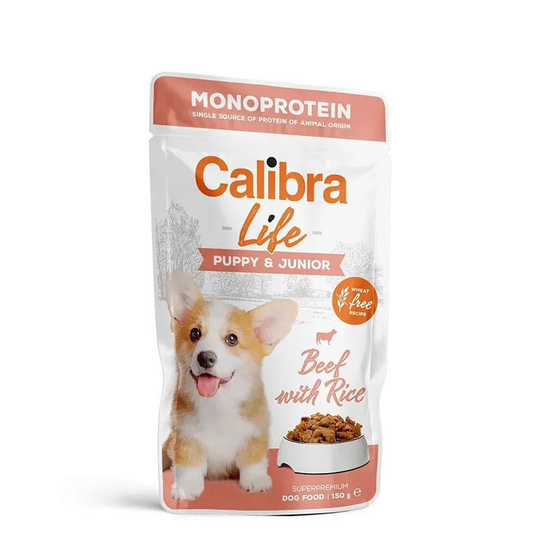 Lifepouch Puppy&junior Beef 10x150g Natvoer Voor Honden fra Calibra – produktbillede