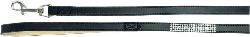 Fashion Hondenriem / Hondenlijn - Echt Leder - Zwart-Crème - Strass Steentjes - Breedte: 15 mm - Lengte: 120 cm by Camon in Black, Cream – product photo