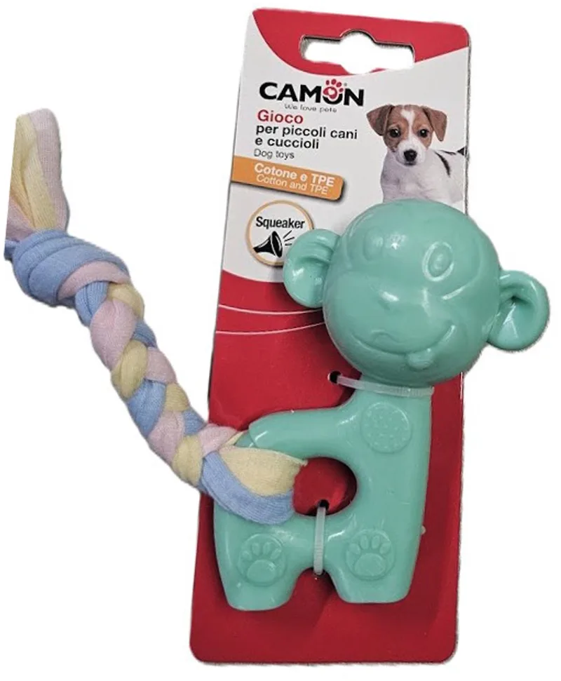 puppy toy - puppy speeltje - TPR en katoen - met pieper - drijvend - tandverzorgend - bevredigd de kauw/bijtdrang van uw lieve puppy by Camon in Muntgroen – product photo