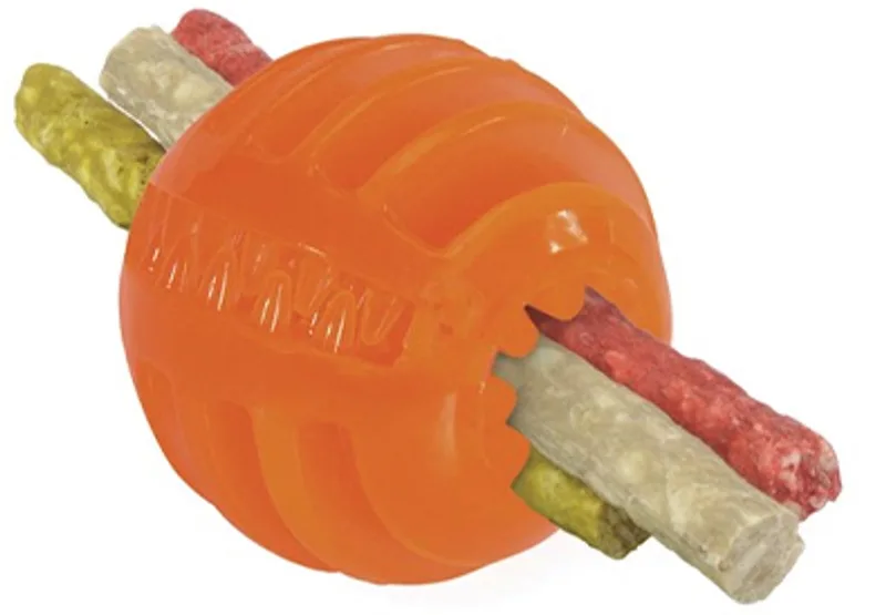 treat bal - voor honden - zowel bezighouds als apporteer speeltje sterk en leuk 8 cm - TPR -tandverzorgend by Camon in Rood of oranje – product photo
