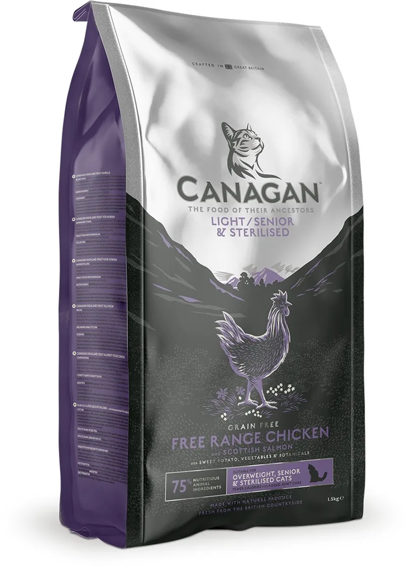 Aliment Léger Pour Chats Seniors Et Stérilisés Au Poulet 4kg de Canagan – photo produit