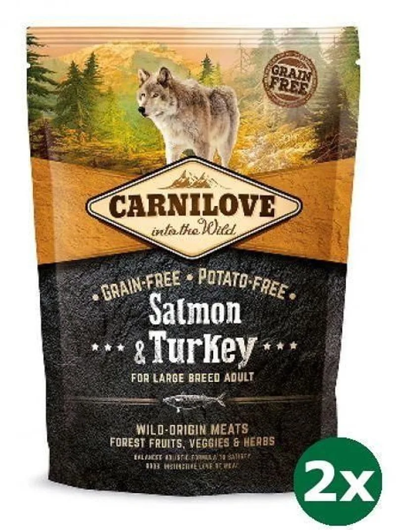 2x1,5 kg Carnilove salmon / turkey adult large breed hondenvoer de Carnilove – photo produit