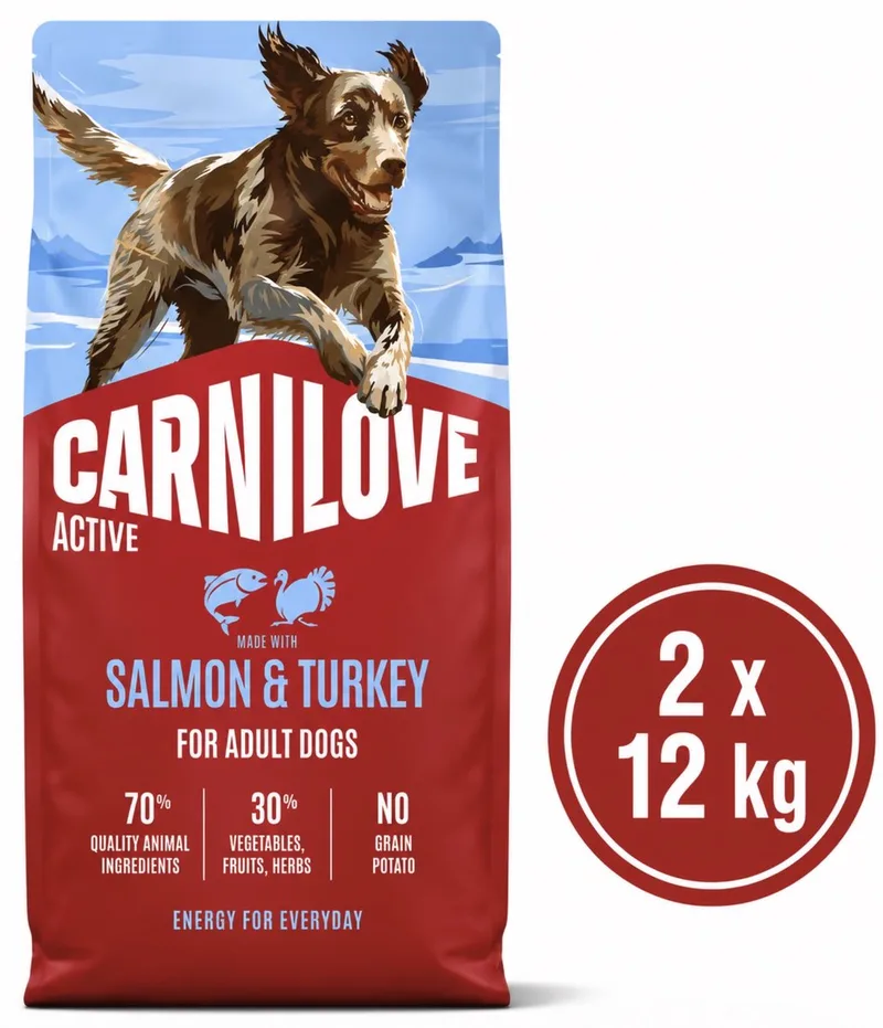 2x12 kg Carnilove salmon en turkey adult hondenvoer by Carnilove – product photo