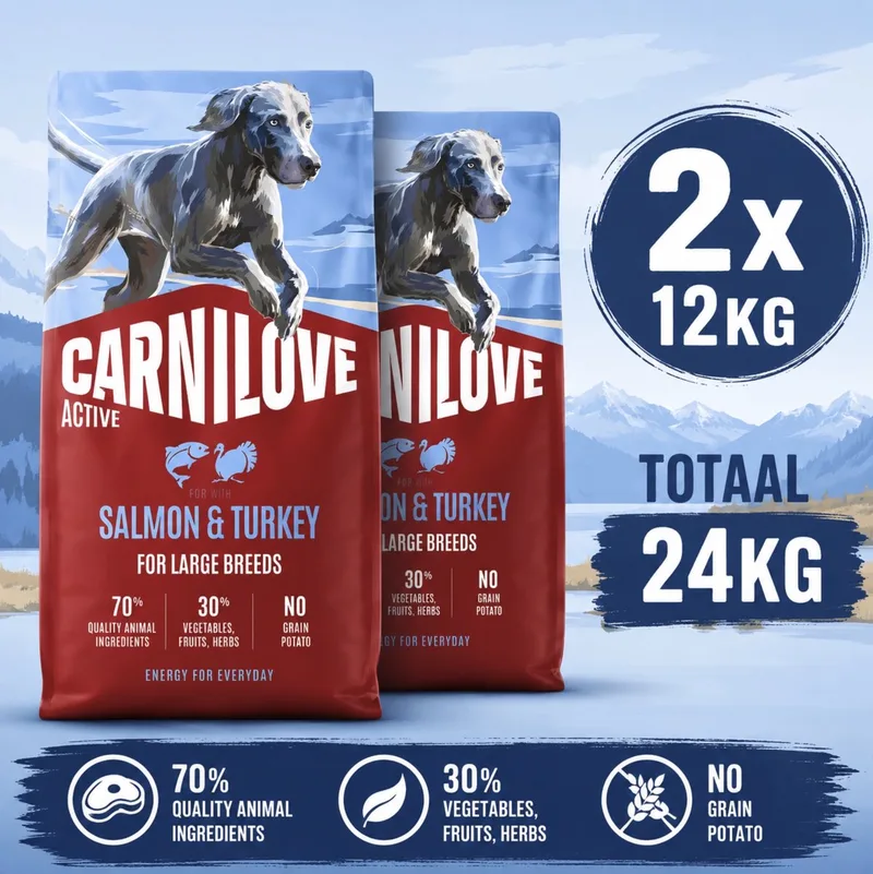 2x12 kg Carnilove salmon / turkey adult large breed hondenvoer by Carnilove – product photo