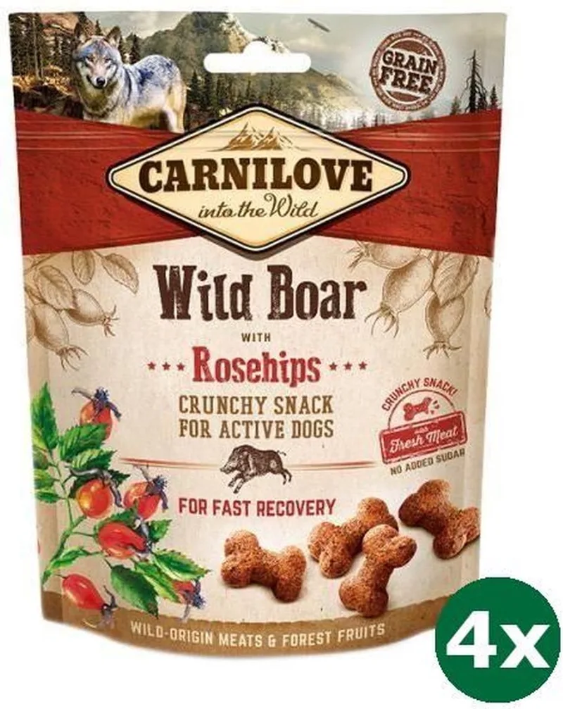 4x200 gr Carnilove crunchy snack everzwijn / rozenbottel hondensnack by Carnilove – product photo