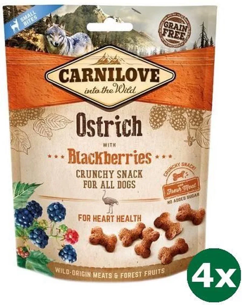 4x200 gr Carnilove crunchy snack struisvogel / zwarte bes hondensnack by Carnilove – product photo