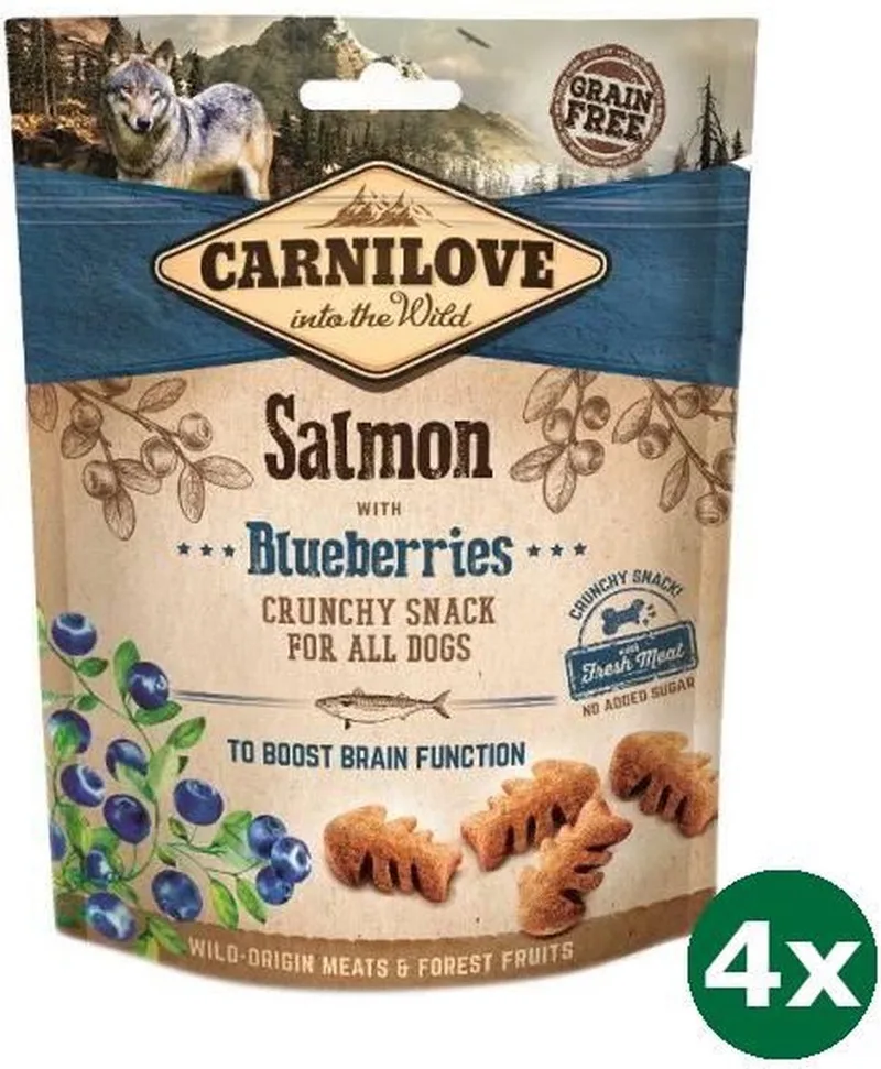 4x200 gr Carnilove crunchy snack zalm / blauwe bes hondensnack de Carnilove – photo produit
