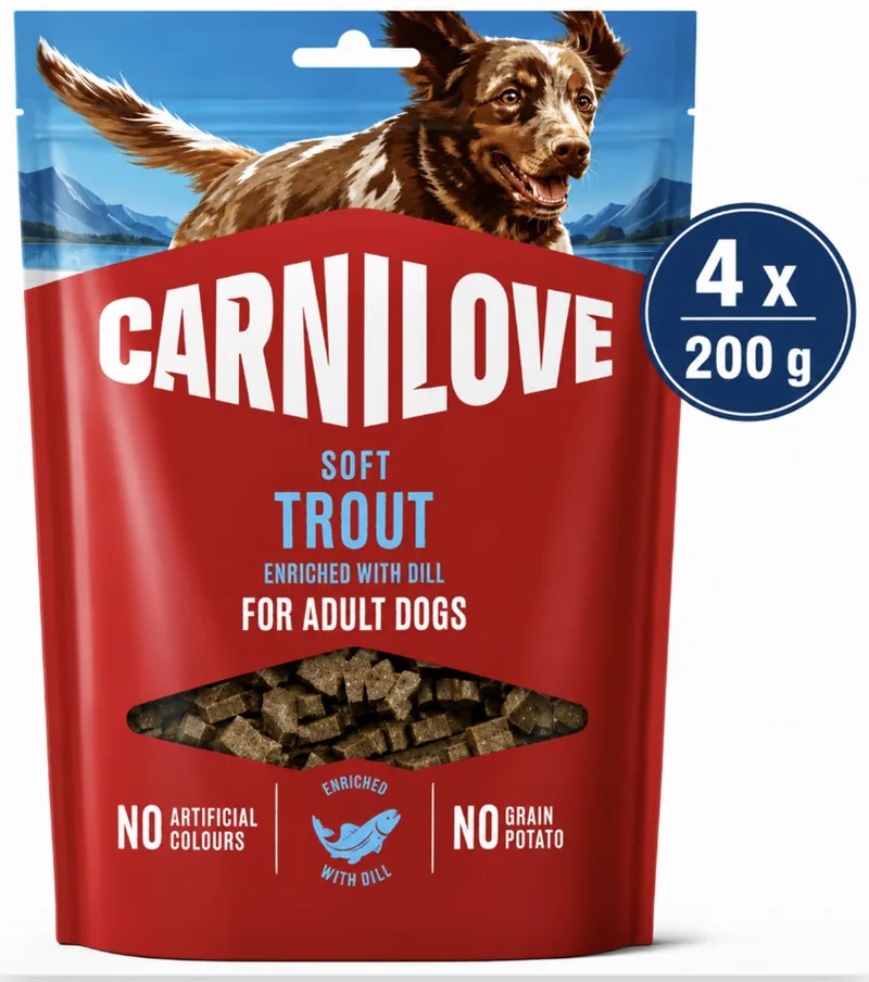 4x200 gr Carnilove soft snack forel / dille hondensnack by Carnilove – product photo