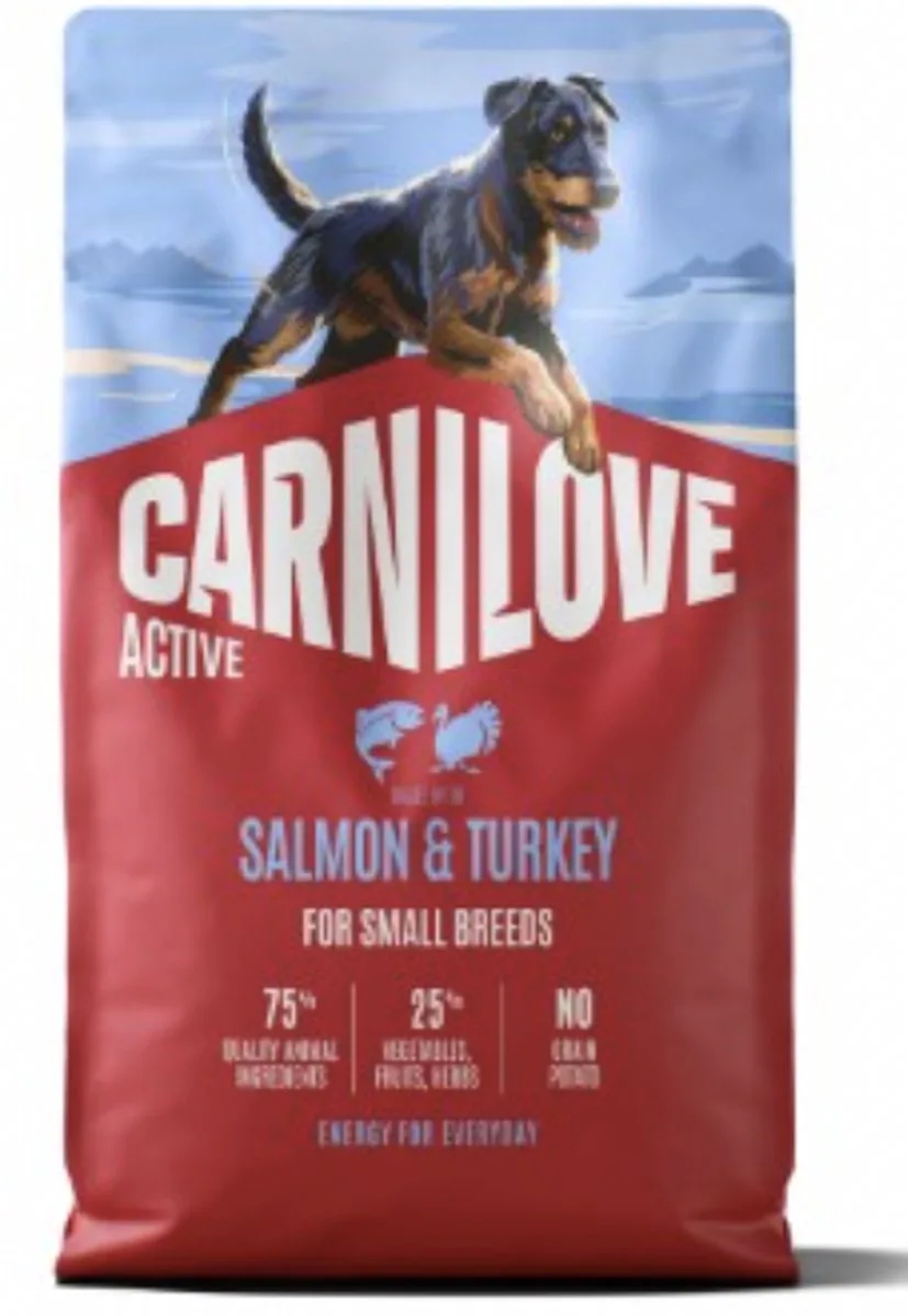 Active Dog Dry Made with Salmon & Turkey for Adult Small Breeds 4 kg fra Carnilove – produktbillede