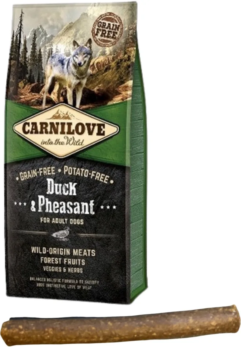 Adult Granenvrij Eend & Fazant - 12 KG - Hondenvoer + Gratis Snack by Carnilove – product photo