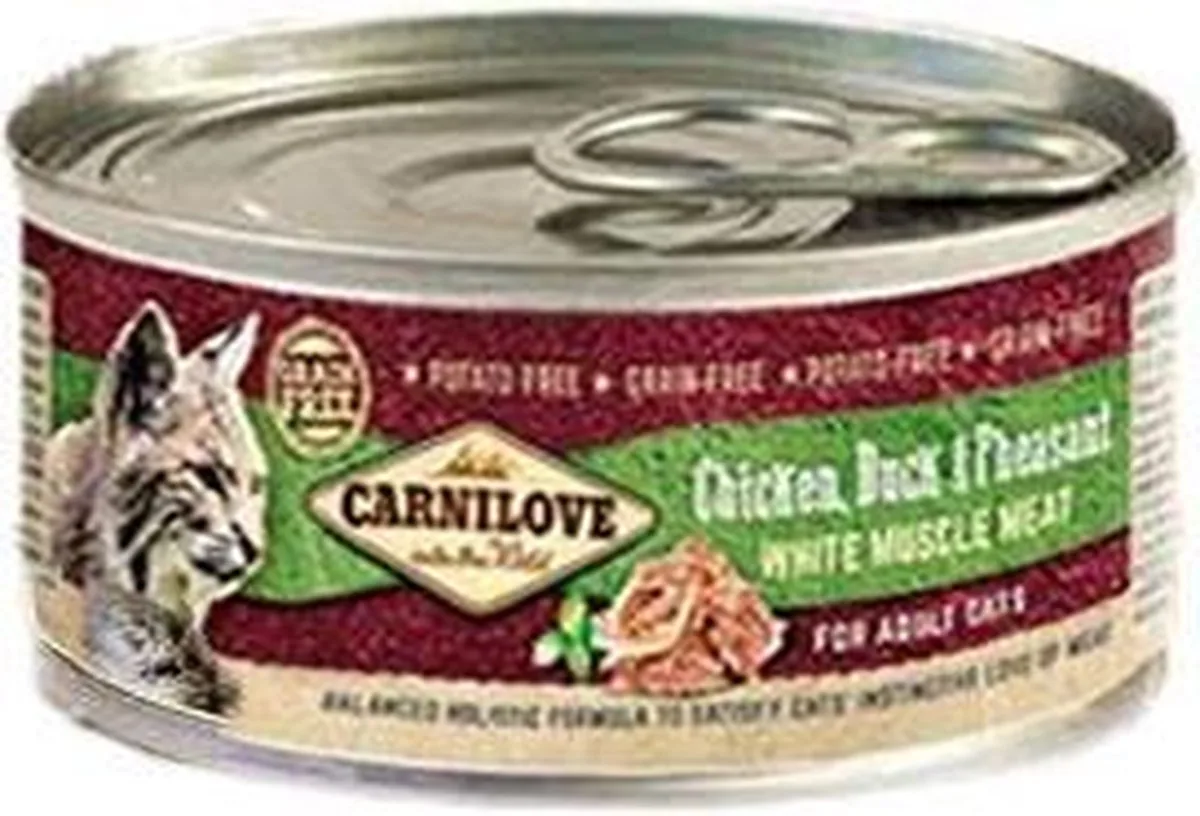 Blikvoeding Chicken, Duck Pheasant 6x100 gram från Carnilove – produktbild