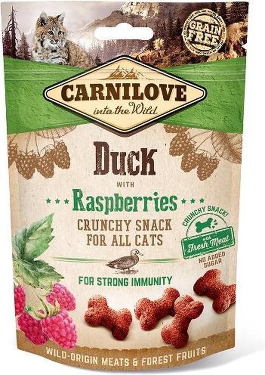 Crunchy Snack Duck Raspberries 50gr van Carnilove – productfoto