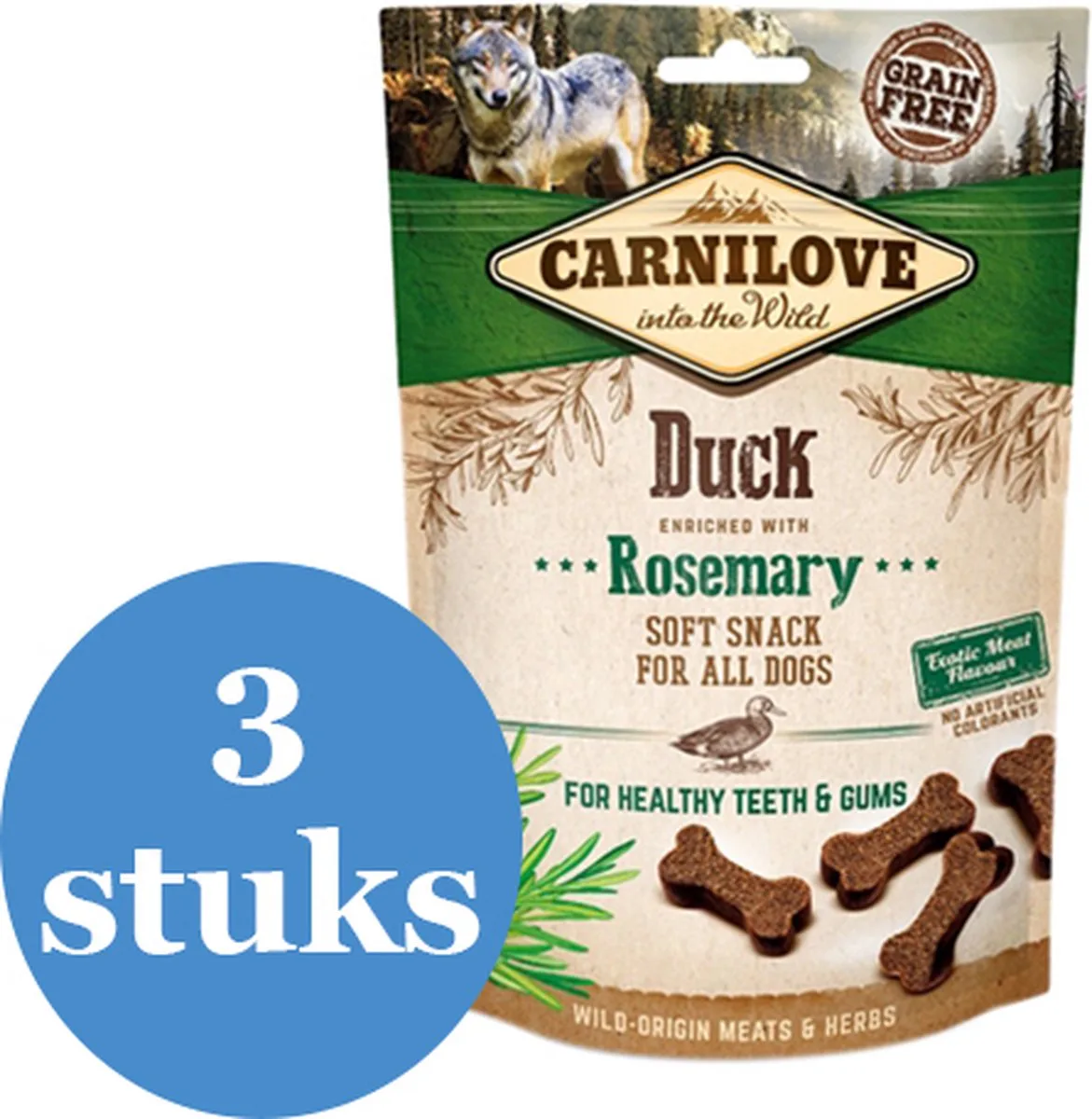 Crunchy Snack Eend / Rozemarijn - 3 x 200 g de Carnilove – photo produit