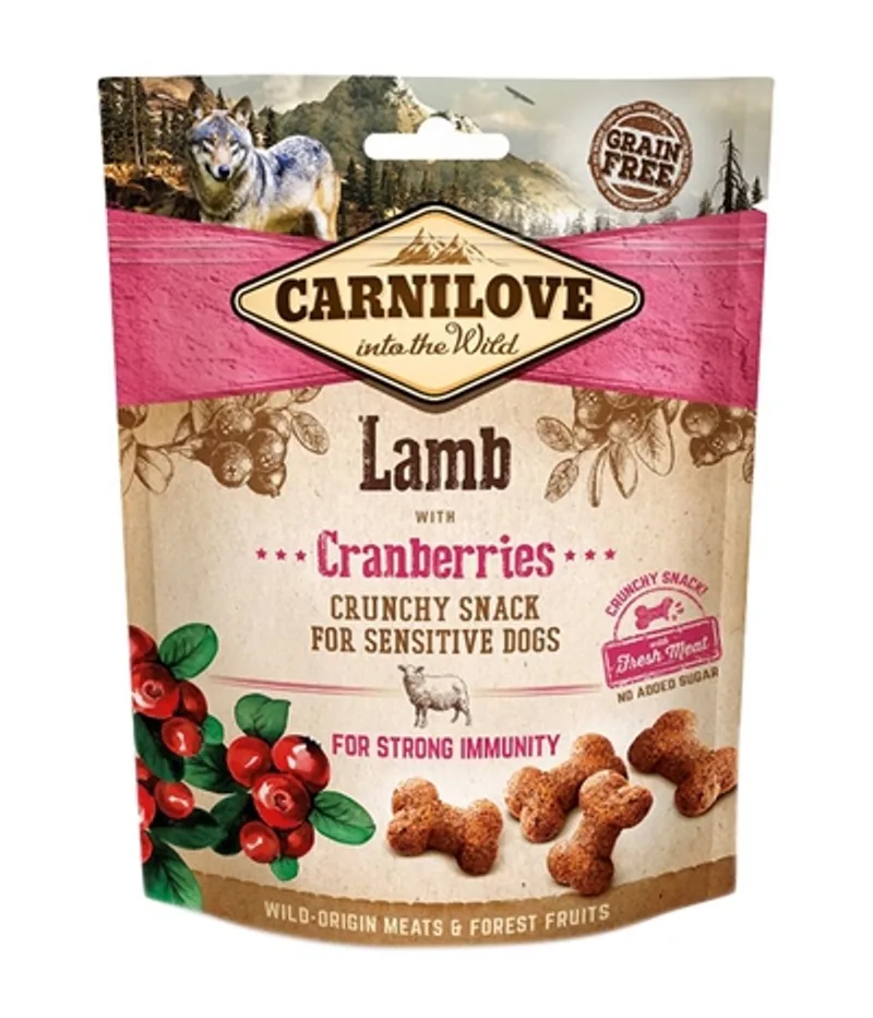 Snack Frais Et Croustillant Pour Chien à L´agneau Et à La Canneberge 200g de Carnilove – photo produit