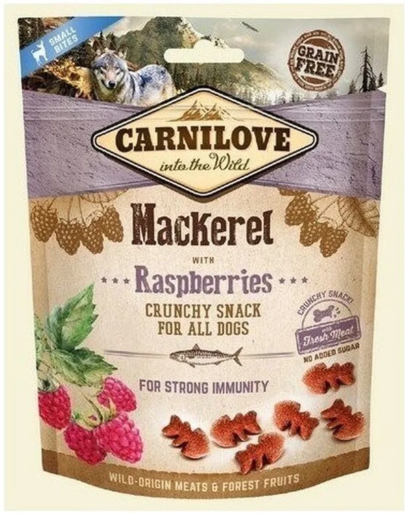 Crunchy Snack Makreel - Graanvrij, met Framboos - 200g Hondensnack de Carnilove – photo produit