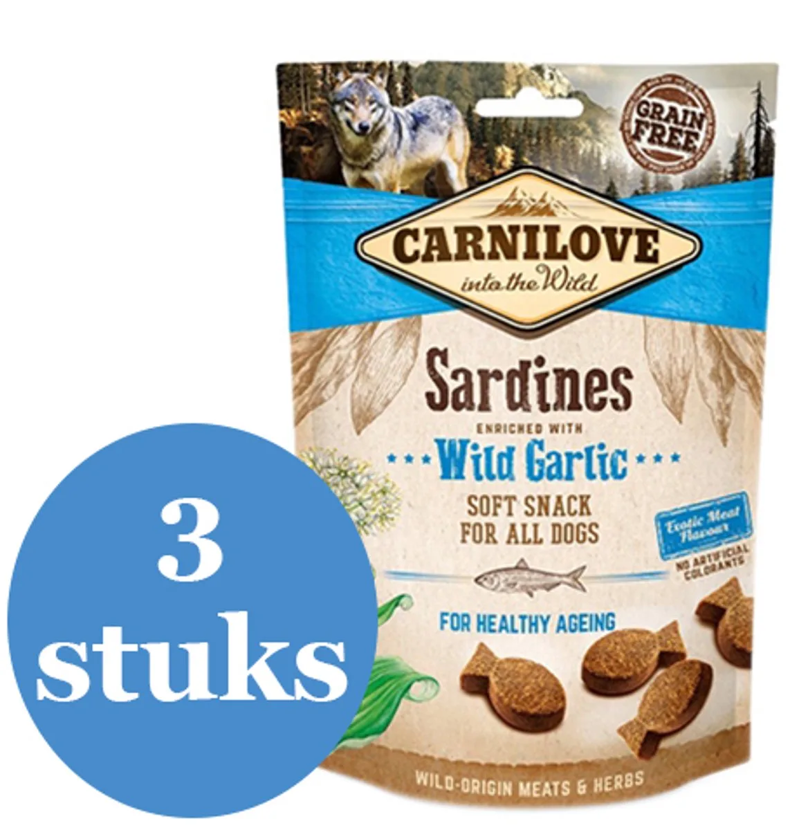 Crunchy Snack Sardines / Wilde Knoflook - 3 x 200 g van Carnilove – productfoto