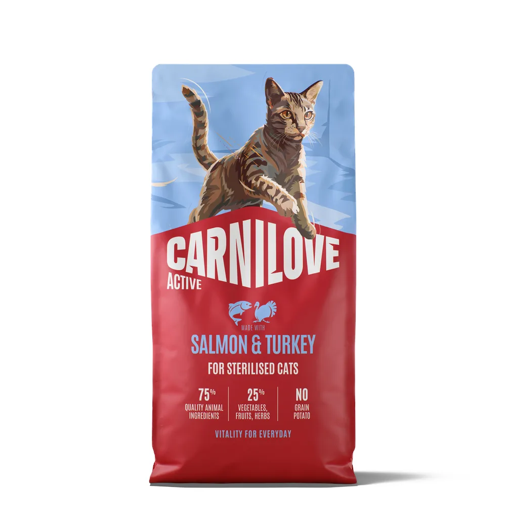 Dubbelpak: 2x 6 kg Carnilove Active Adult Sterilised met zalm en kalkoen droog kattenvoer van Carnilove – productfoto