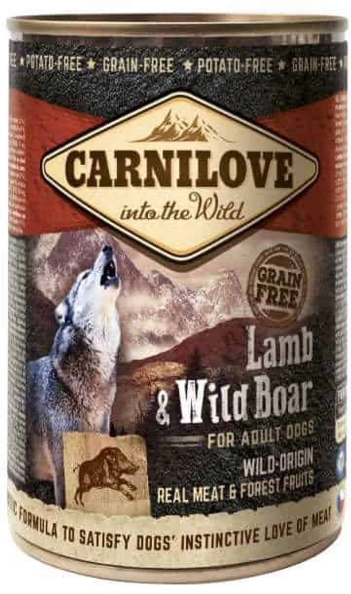 Hondenvoer Carnilove - Lam en Wild Zwijn - 6x400gr, Rijk aan Eiwitten, Licht Verteerbaar fra Carnilove – produktbillede
