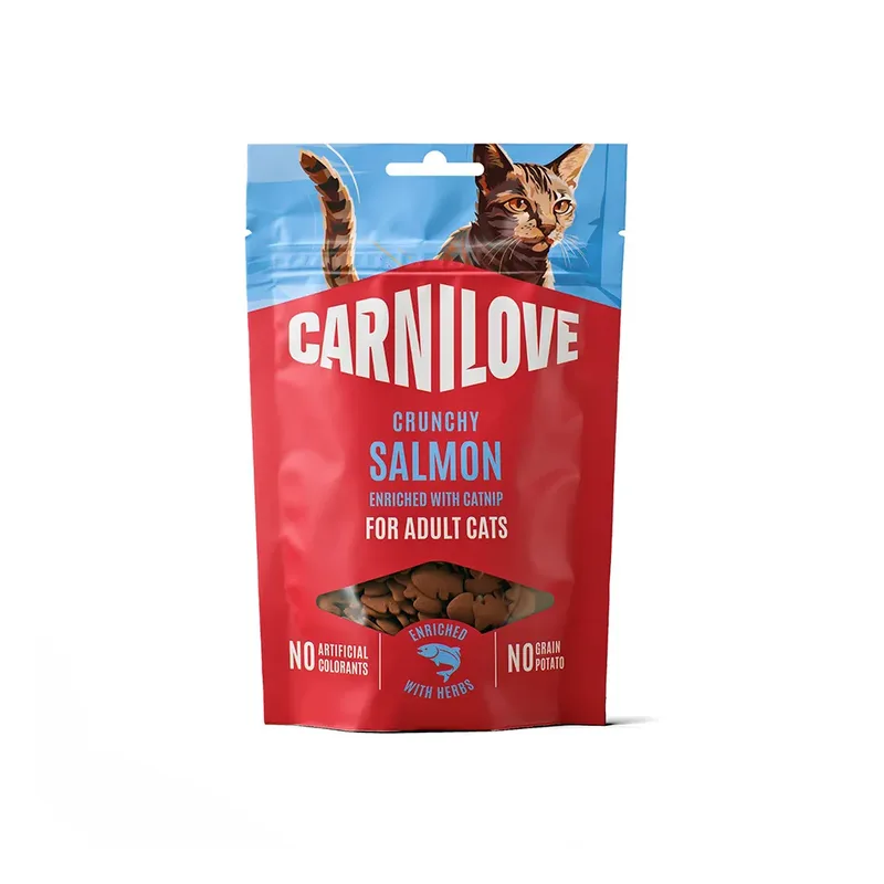Saumon Croustillant Avec Friandise Pour Chat à L´herbe à Chat 50g de Carnilove – photo produit