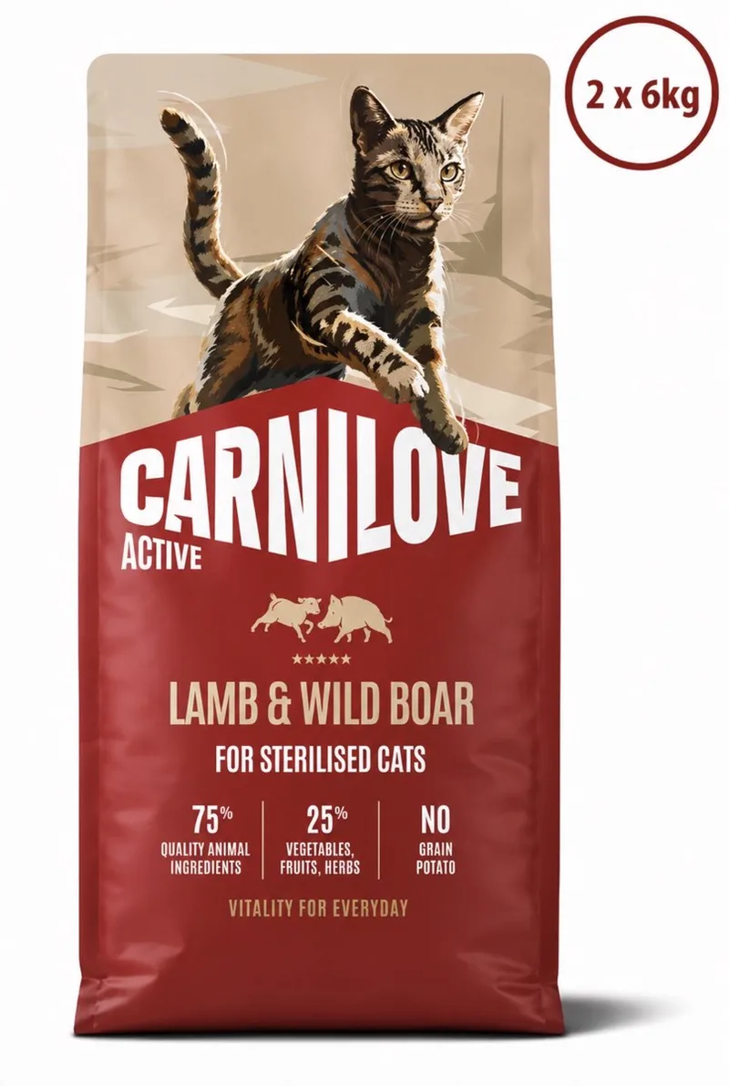 lamb / wild boar sterilised kattenvoer 2x 6 kg by Carnilove – product photo