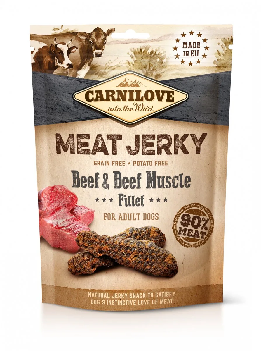Meat Jerky Snack Rund & Runderspierfilet van Carnilove – productfoto