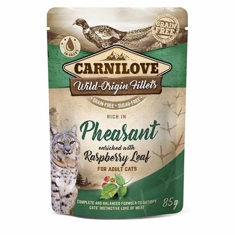 Pouch Fazant - Hypoallergene Kattenvoeding met Frambozenblad - 24x85gr by Carnilove – product photo