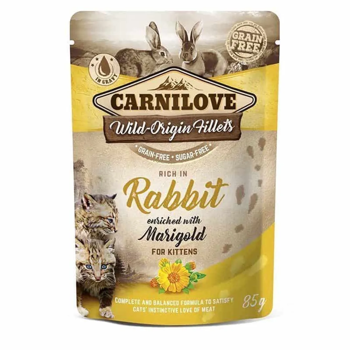 Pouch Konijn - Lichtverteerbaar Natvoer - 24x85gr, Met Goudsbloem van Carnilove – productfoto