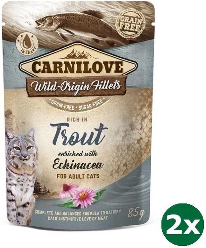 pouch trout kattenvoer 2x 24x85 gr de Carnilove – photo produit