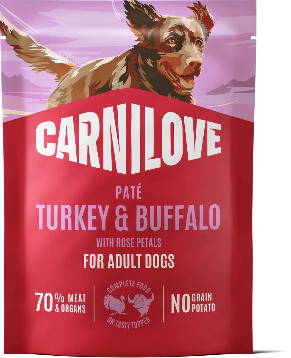 pouch turkey / buffalo / rose petals - 12x300 gr van Carnilove – productfoto