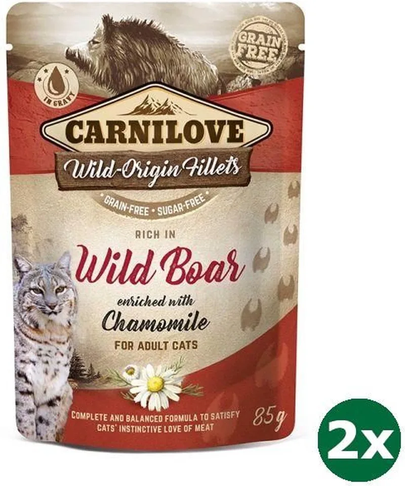 pouch wild boar kattenvoer 2x 24x85 gr by Carnilove – product photo