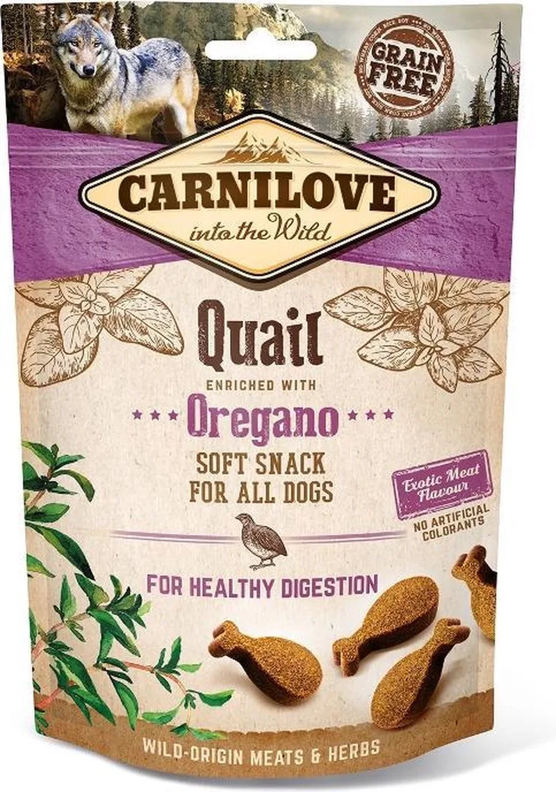 Soft Snack Kwartel - Graanvrije Zachte Hondensnack 200g - Met Oregano, Halfnatte Snack de Carnilove – photo produit