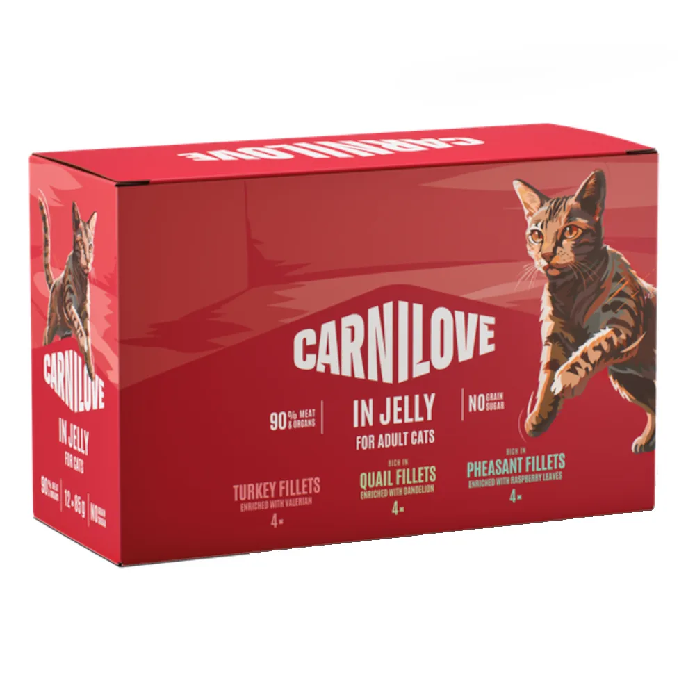 Voordeelpak: 48x 85g Carnilove Cat Pouch Mixpakket in Gelei (3 soorten) nat kattenvoer by Carnilove – product photo