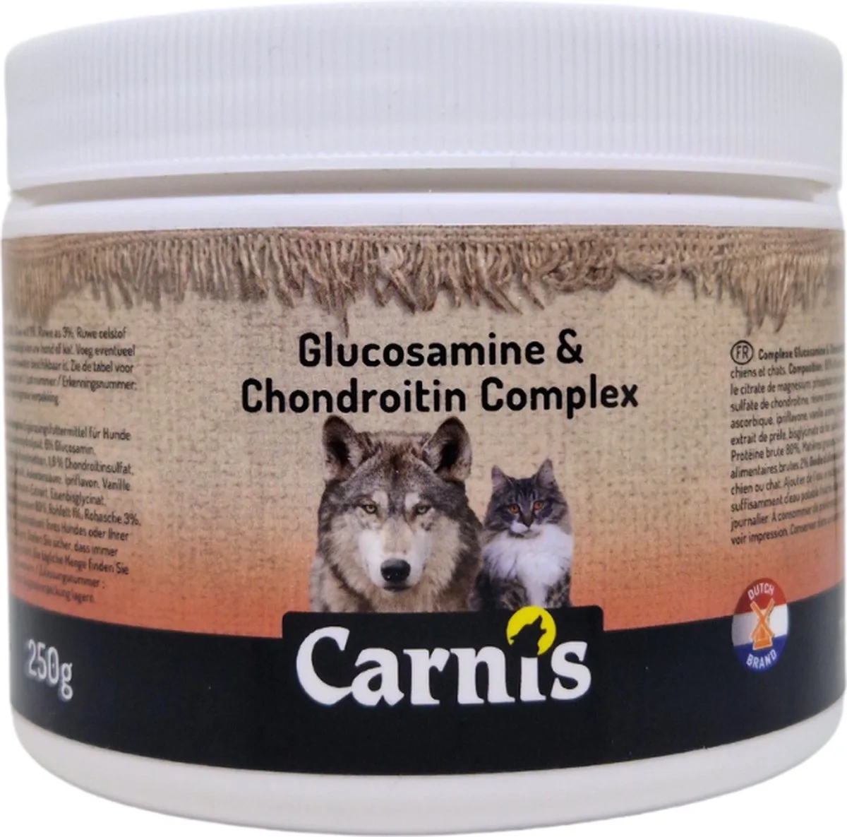 Glucosamine en Chondroïtine Complex 250 gram - Hond & Kat de Carnis – photo produit