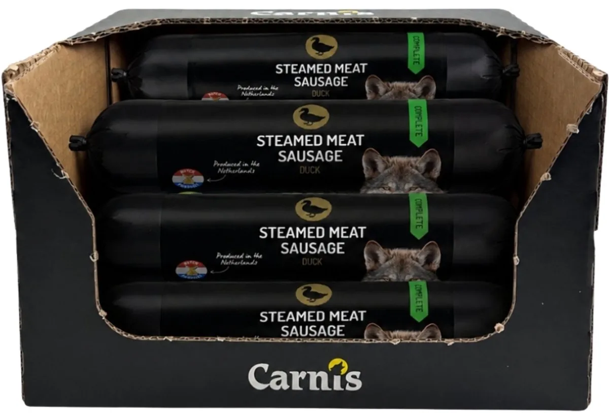 Graanvrije Gestoomde Vleesworst Eend Omdoos 15 x 400 gram - Hond de Carnis – photo produit