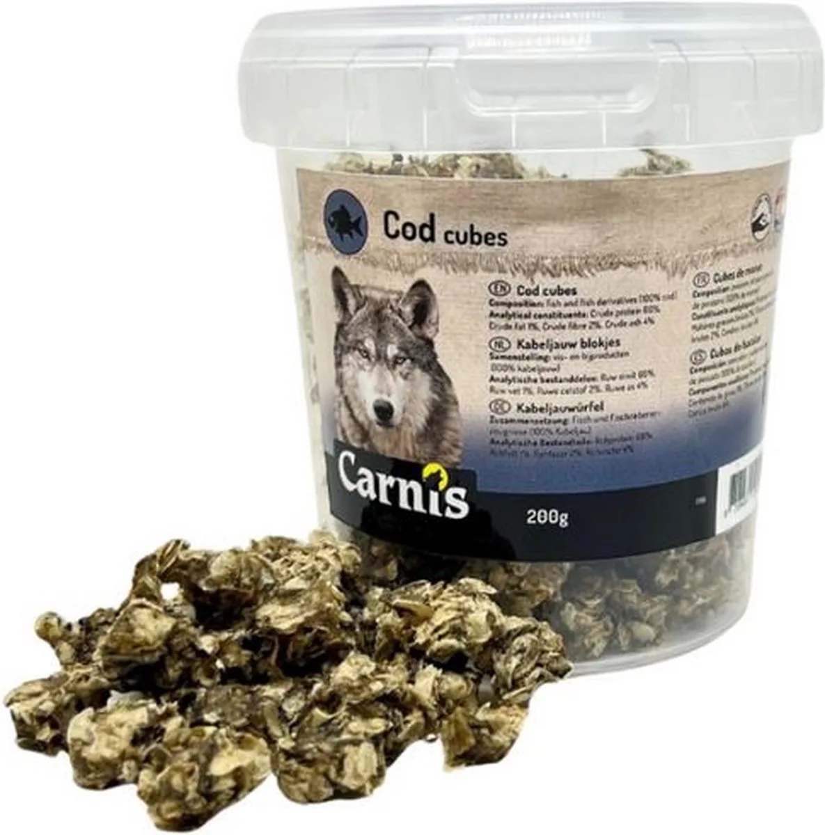 Kabeljauwblokjes in emmertje 200g de Carnis – photo produit