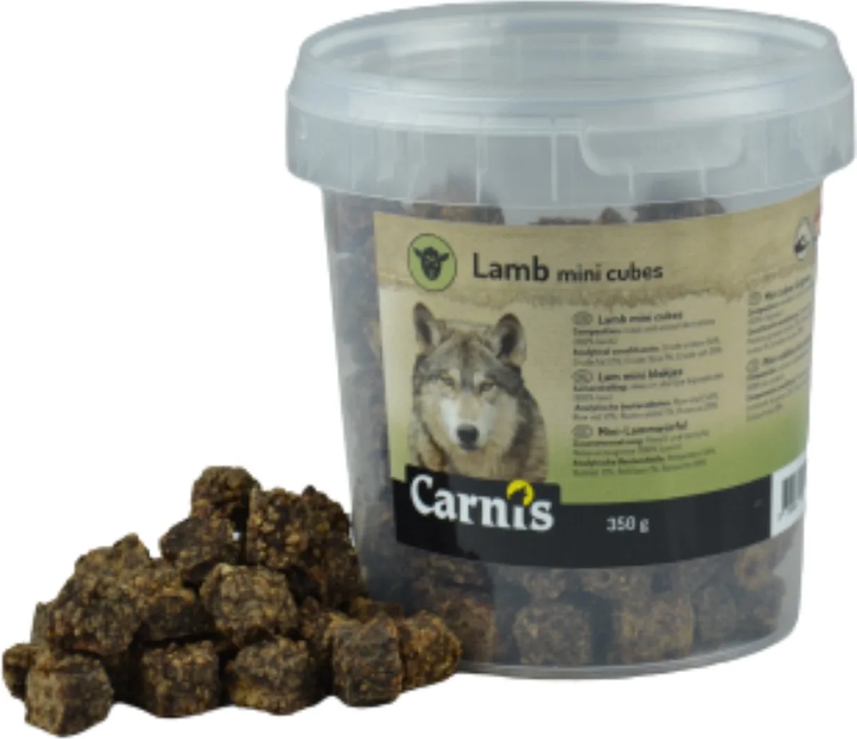 Lam minivleesblokjes in emmertje 350 gr. de Carnis – photo produit
