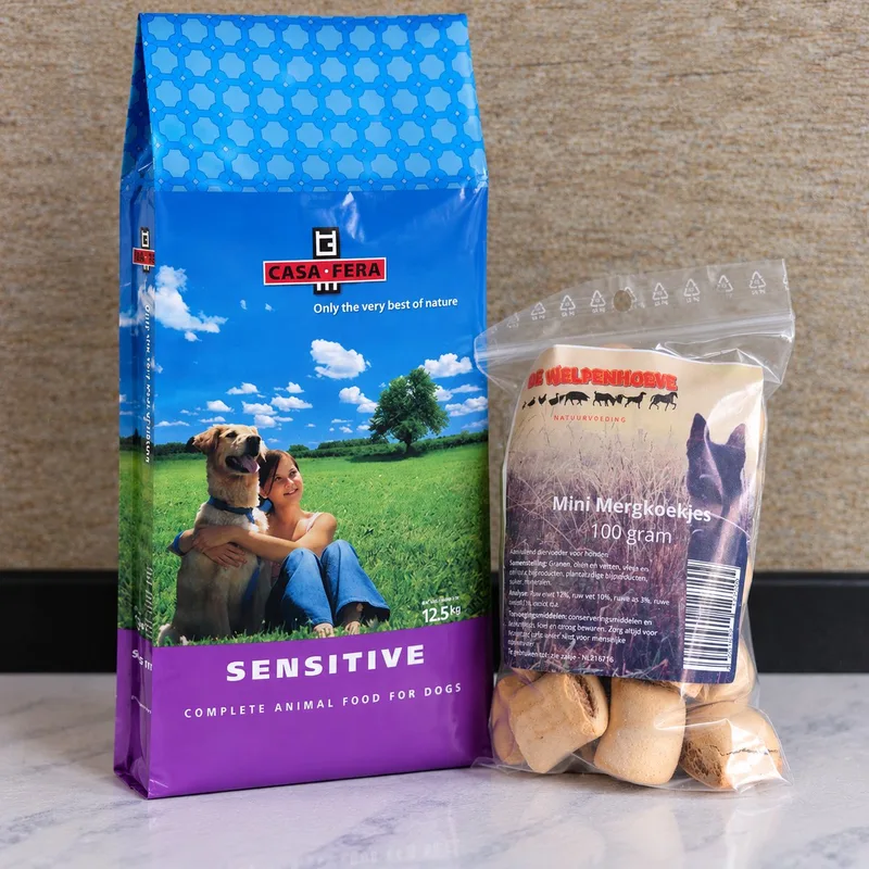 Casa Fera hondenvoer Sensitive 12,5 kg met 100 gram snacks extra de CaroCroc – photo produit