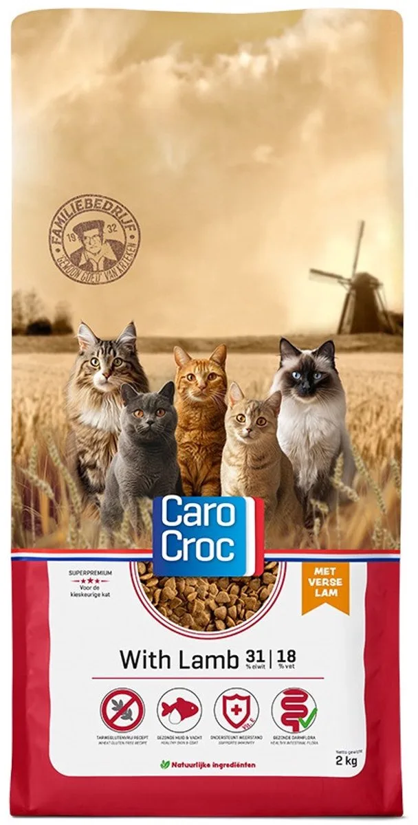 kat Lam 2x2kg met catessey stick 5 gram van CaroCroc – productfoto