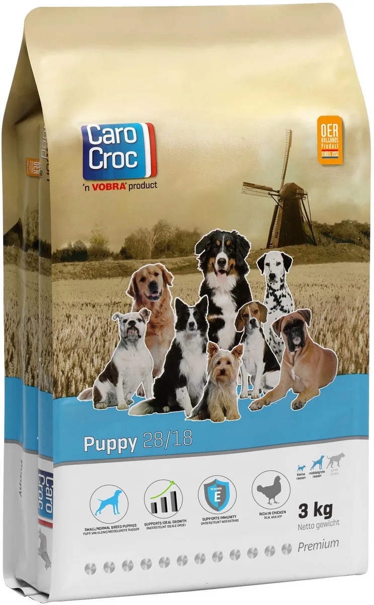 Puppy Brokken 3kg - Licht Verteerbare Hondenvoeding - Compleet Puppyvoer met Omega 3 en 6 by CaroCroc – product photo