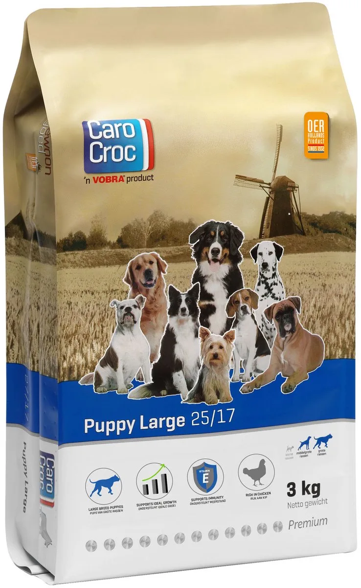 Puppy Large Gevogelte&Vlees&Rijst - Hondenvoer - 3 kg by CaroCroc – product photo