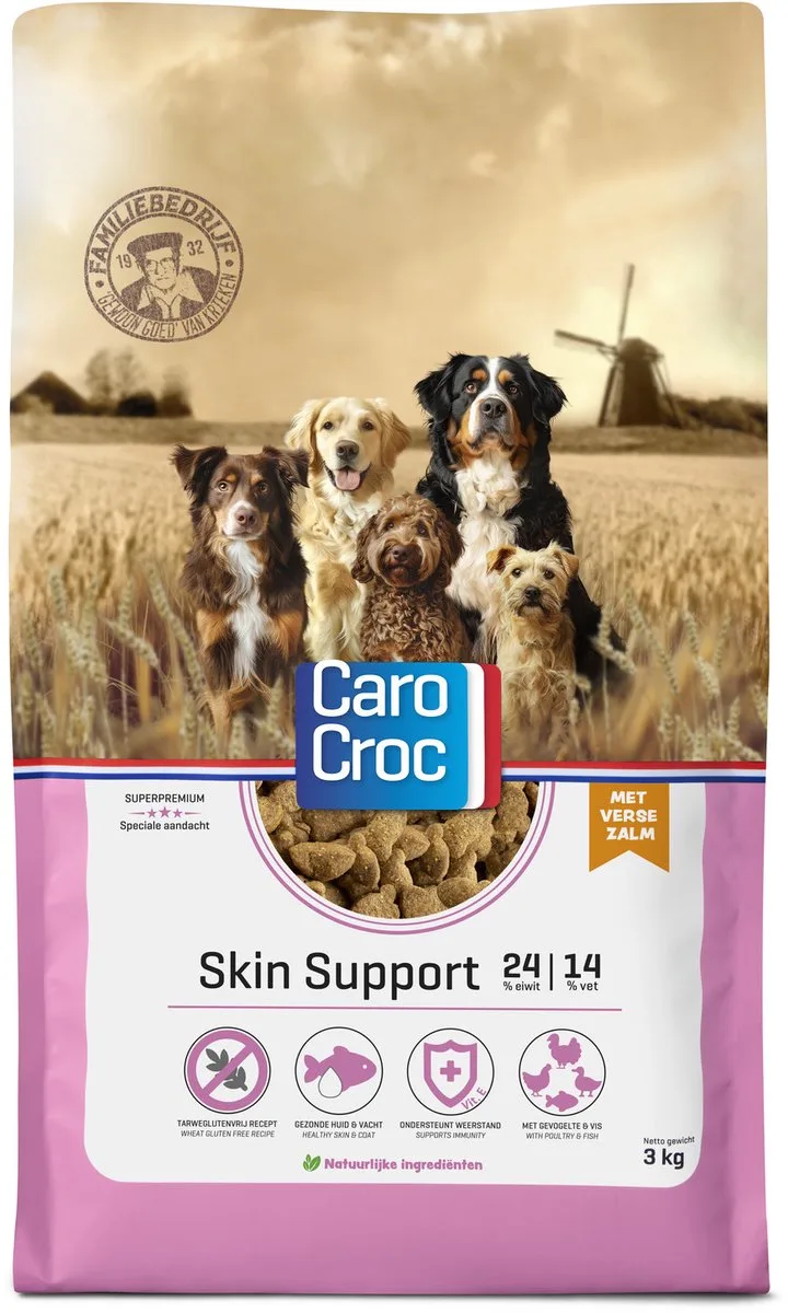Skin Support - Gevogelte/Granen/Vis - Hondenvoer - 3 kg de CaroCroc – photo produit