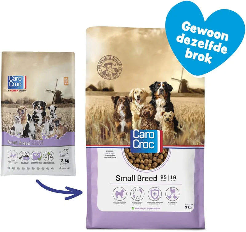 Small Breed 25/16 - Hondenvoer - 3 kg by CaroCroc – product photo