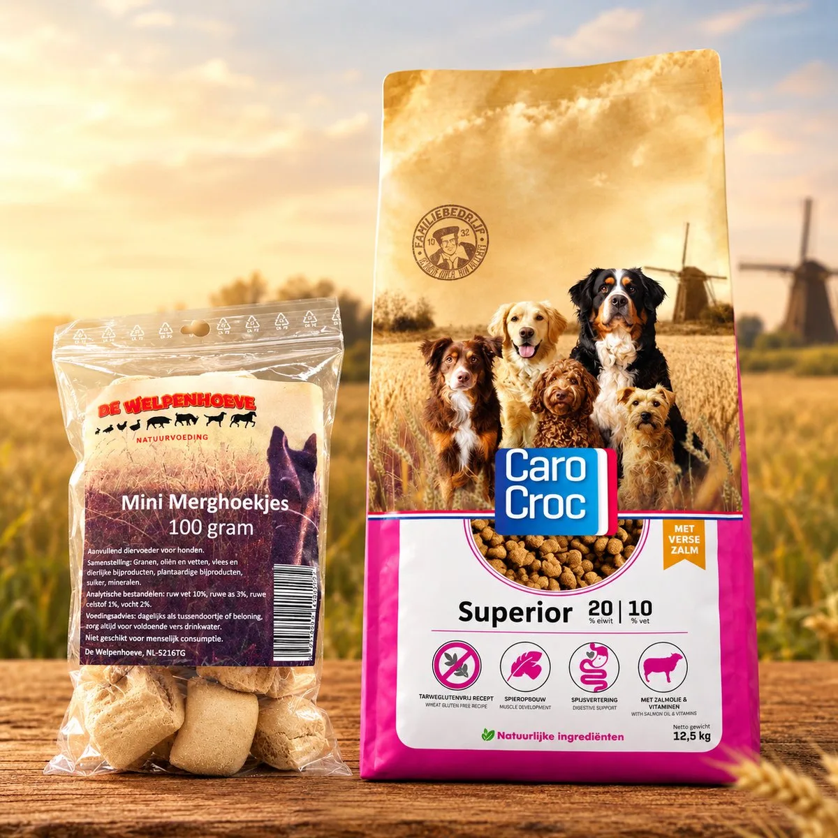 Superior 12.5 kg [20/10] met extra 100 gram snacks van CaroCroc – productfoto